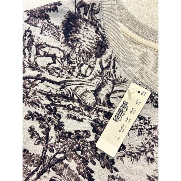 J.Crew Cropped Toile Print Sweatshirt Gray/Black Small  NWT - Picture 7 of 8